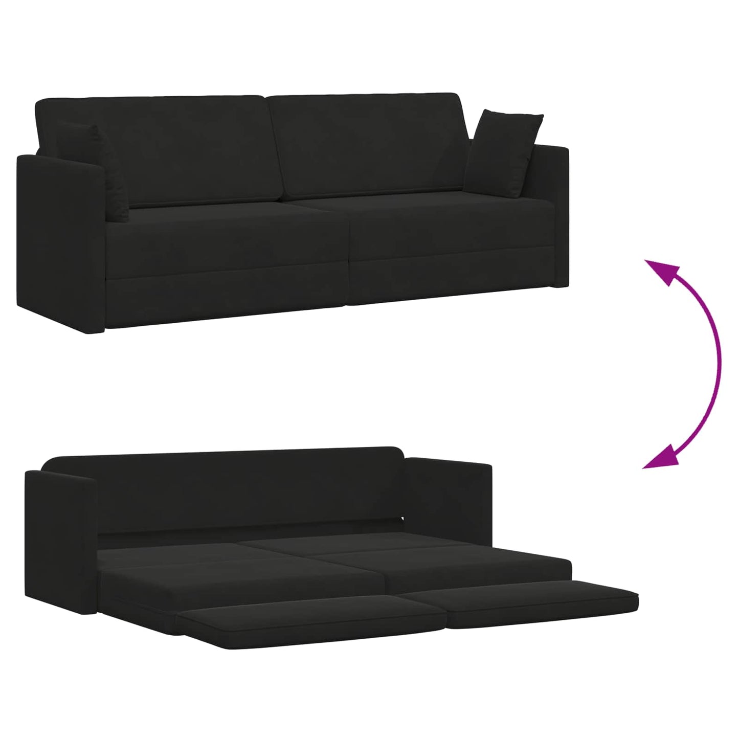 Divano-letto da pavimento Nero 213 x 70 x 77 cm Velluto