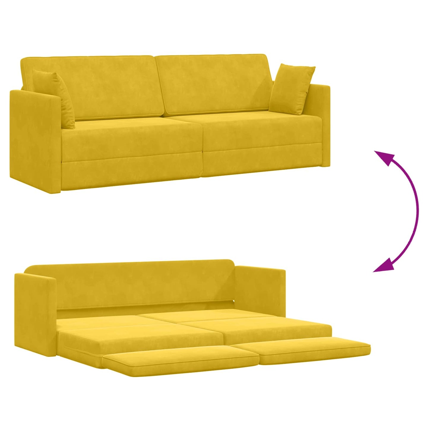 Divano-letto da pavimento Giallo 213 x 70 x 77 cm Velluto
