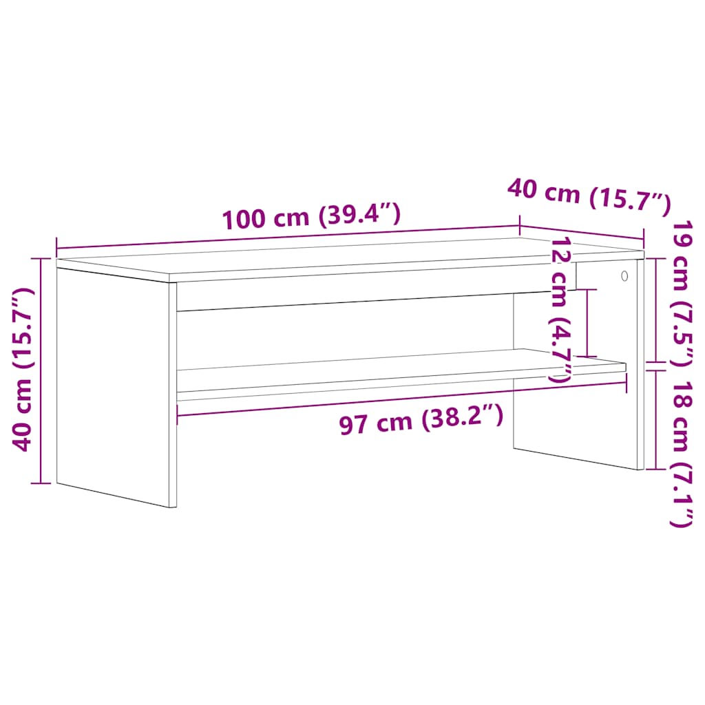Mobile Porta TV Grigio Sonoma 100x40x40 cm in Legno Multistrato