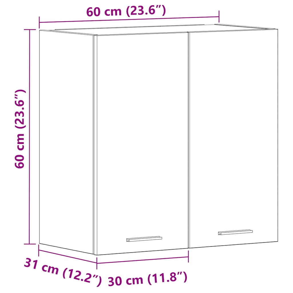 Pensile da Cucina “Lyon” Legno Antico 60x31x60 cm | homemem39