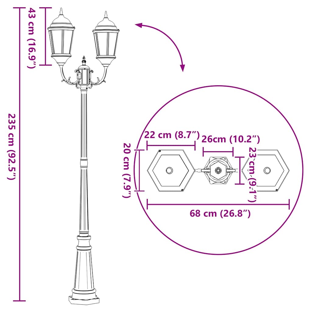 Luce da Giardino Bronzo 68 x 20 x 235 cm Alluminio e vetro | homemem39