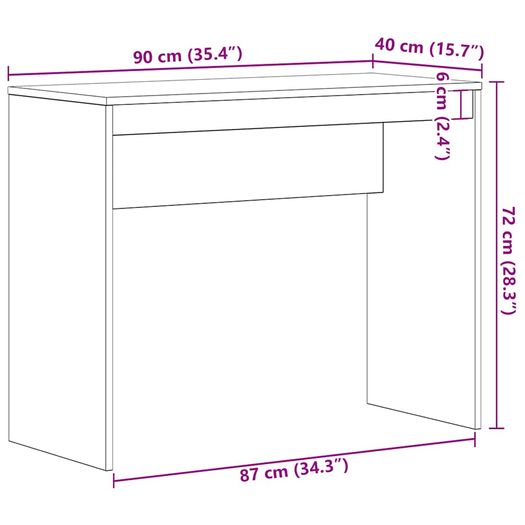 Scrivania Rovere Nero 90x40x72 cm in Legno Multistrato - homemem39