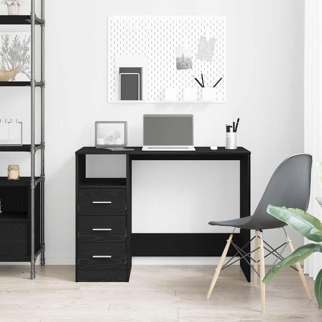 Scrivania Cassetti Rovere Nero 102x50x76 cm Legno Multistrato - homemem39