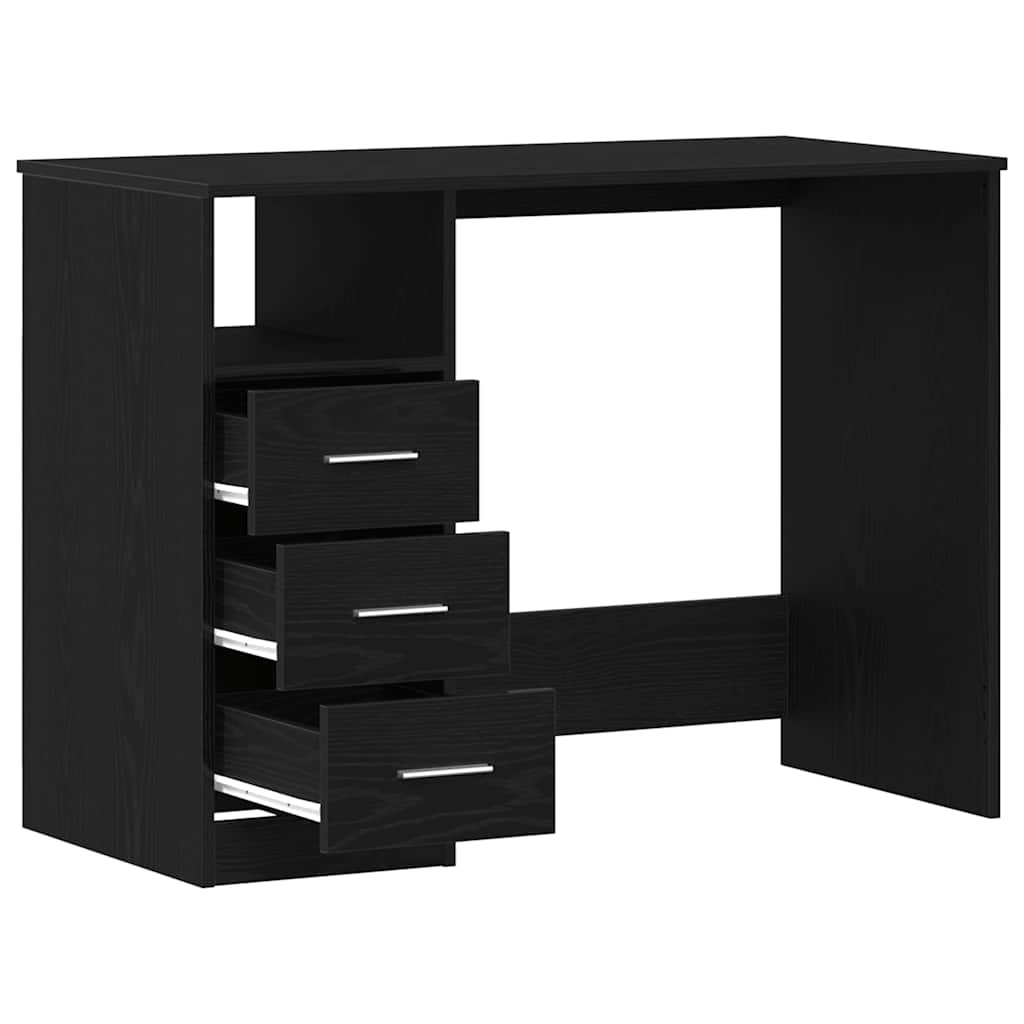 Scrivania Cassetti Rovere Nero 102x50x76 cm Legno Multistrato - homemem39
