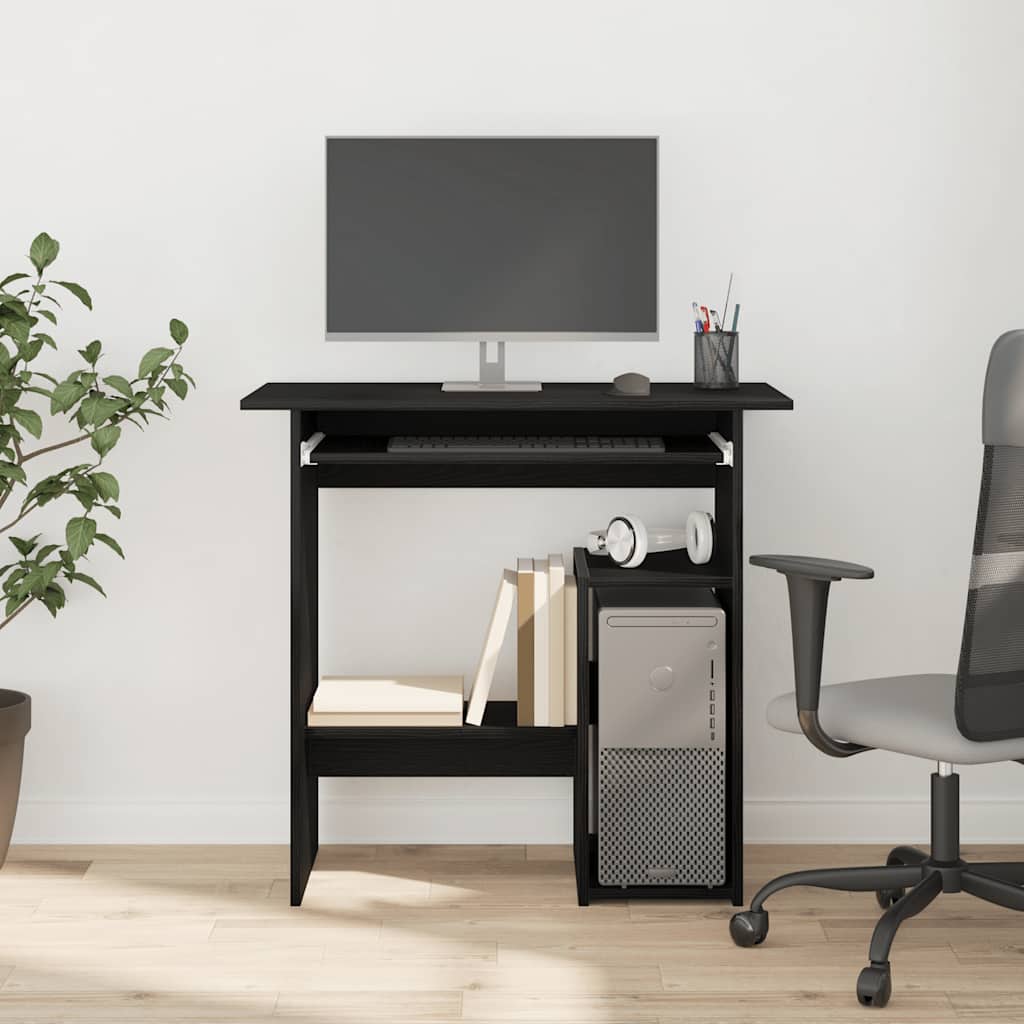 Scrivania Rovere Nero 80x45x74 cm in Legno Multistrato - homemem39