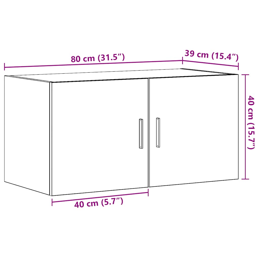 Armadietto a Muro Rovere Nero 80x39x40 cm in Truciolato - homemem39