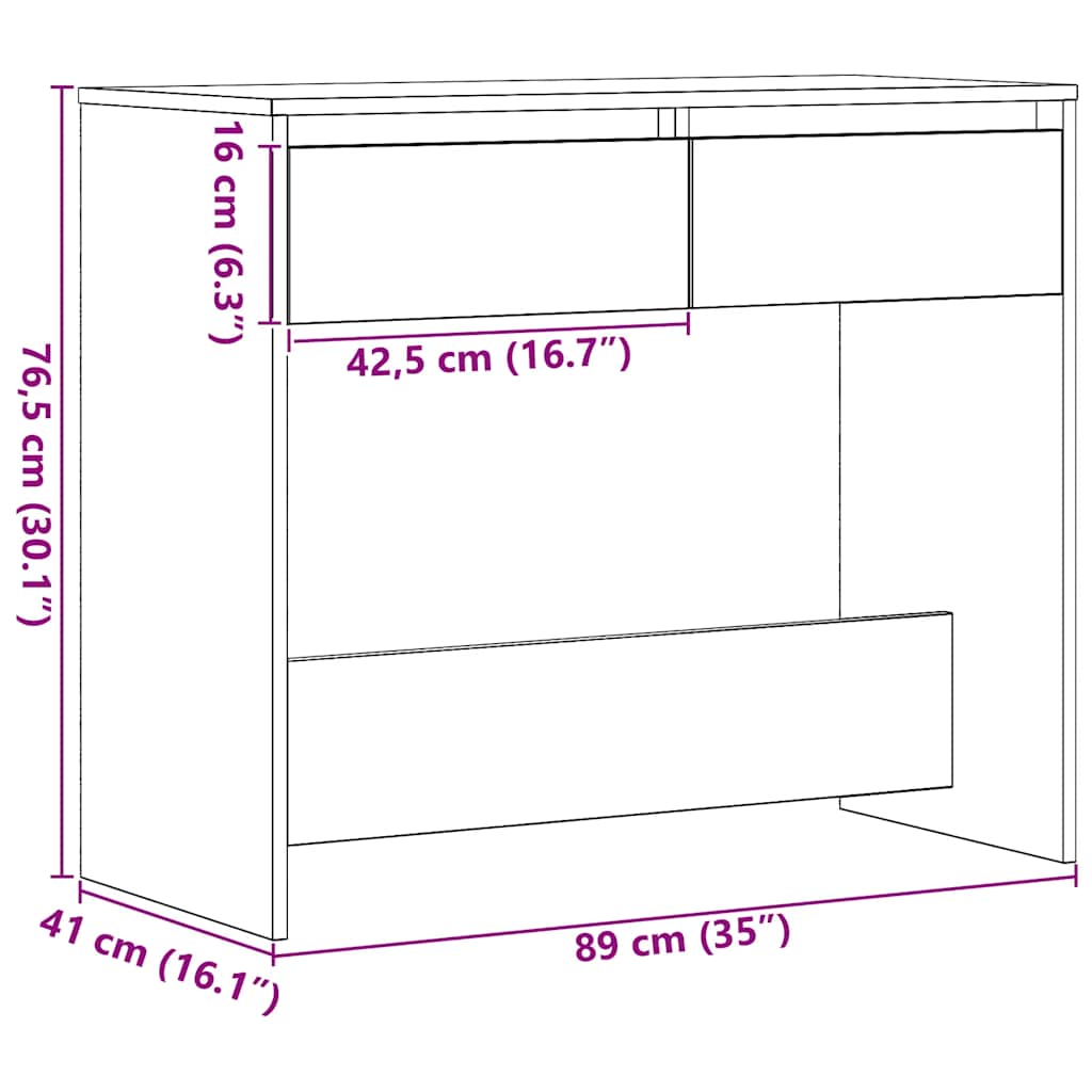 Tavolino Consolle Rovere Nero 89x41x76,5cm Legno Multistrato