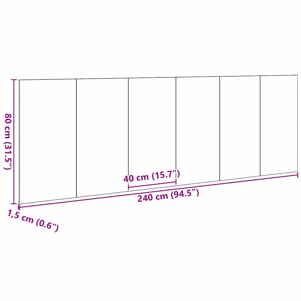 Testiera Rovere nero 240 x 1,5 x 80 cm Legno multistrato