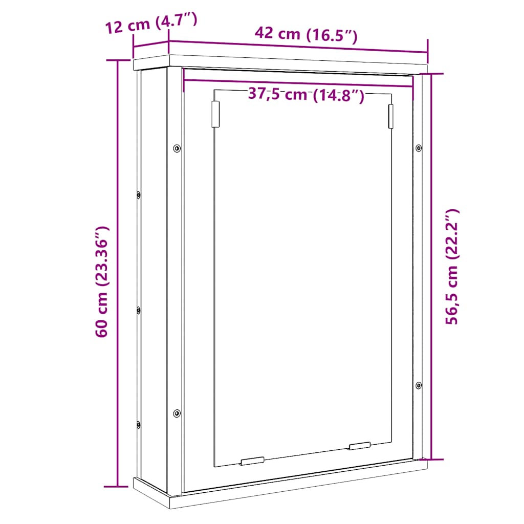 Mobile da Bagno con Specchio Rovere Nero 42x12x60 cm Truciolato | homemem39