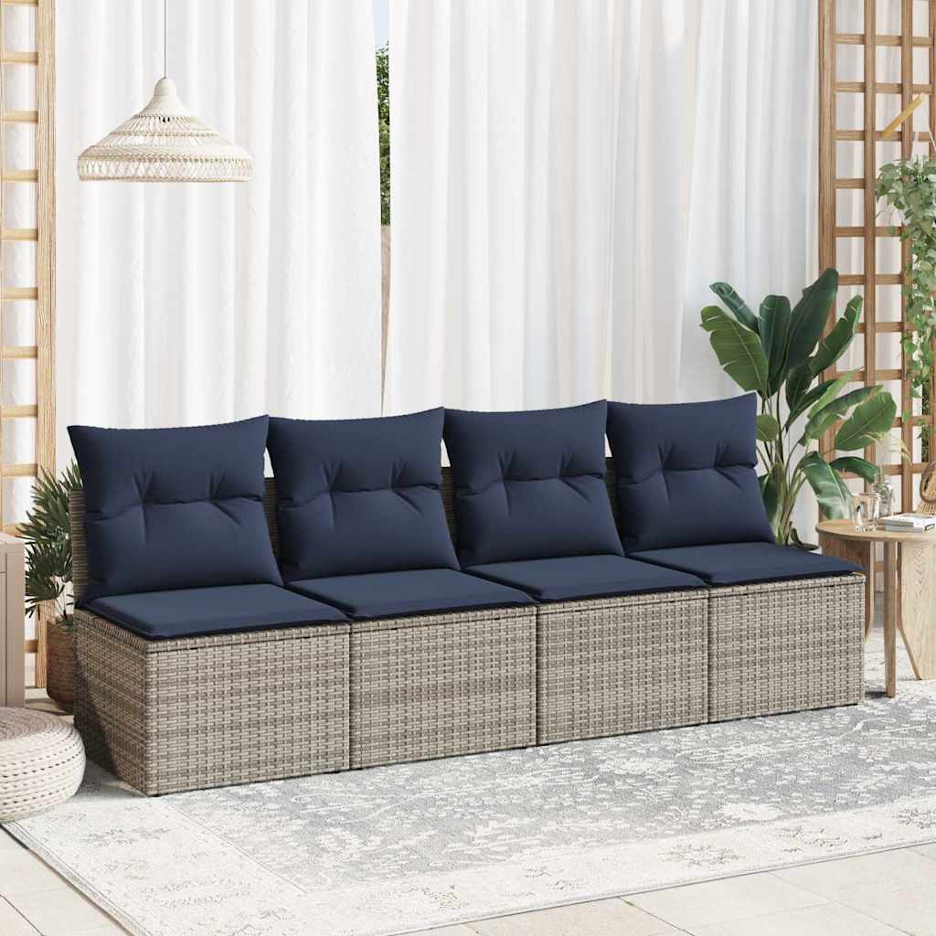 Set Divano Giardino 2 pz con Cuscini Grigio Polyrattan Acacia