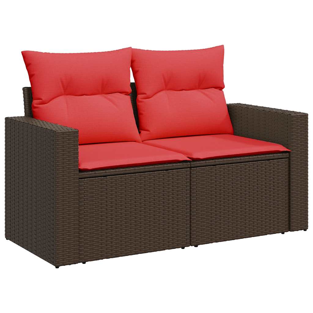 Set Divano da Giardino 6 pz con Cuscini Marrone in Polyrattan