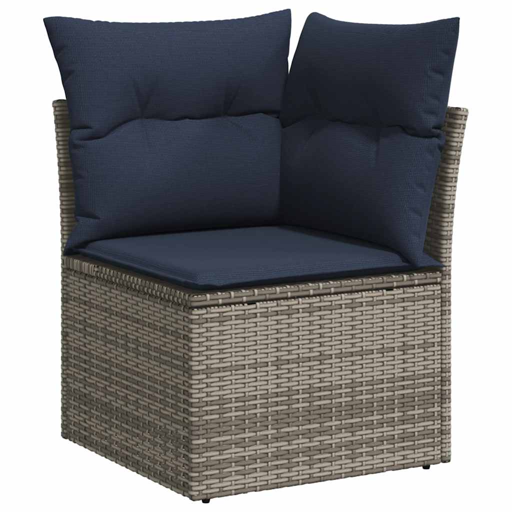 Set Divani da Giardino 7 pz con Cuscini Grigio in Polyrattan