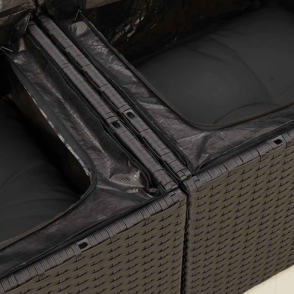 Set Divani da Giardino 4 pz con Cuscini Nero in Polyrattan | homemem39