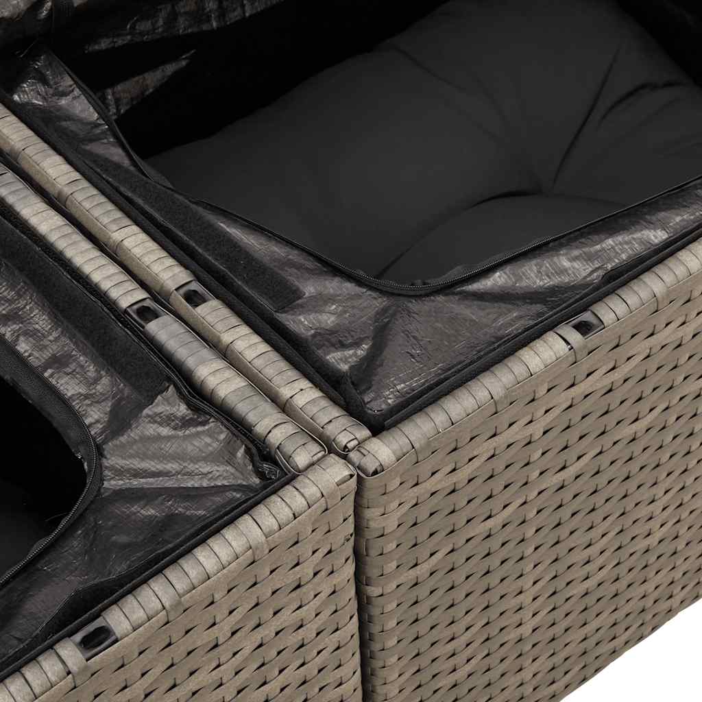 Set Divani da Giardino 4 pz con Cuscini in Polyrattan Grigio