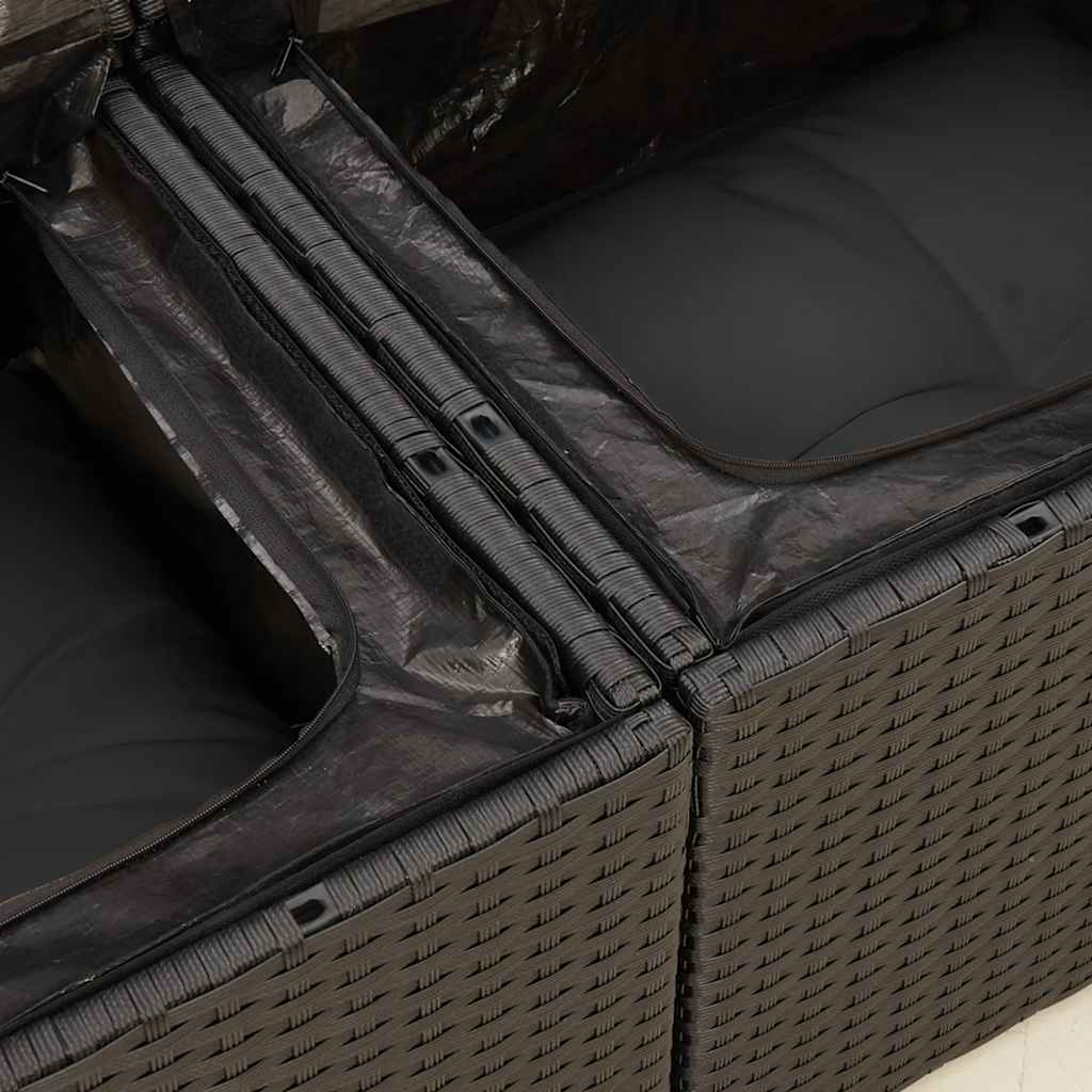 Set Divani da Giardino 5 pz con Cuscini in Polyrattan Nero | homemem39