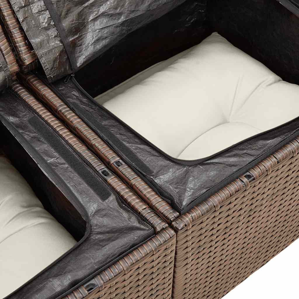 Set Divano da Giardino 6 pz con Cuscini Marrone in Polyrattan - homemem39