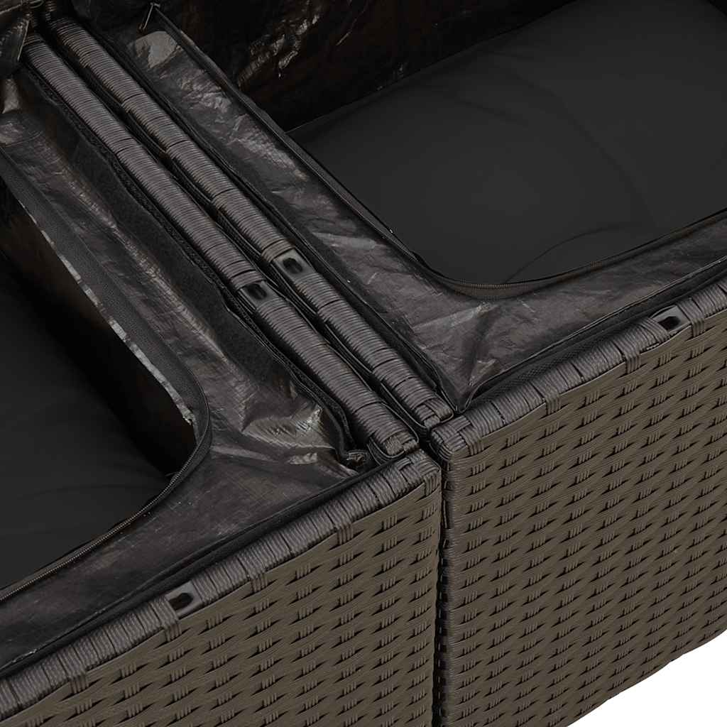 Set Divani da Giardino 5 pz con Cuscini in Polyrattan Nero | homemem39