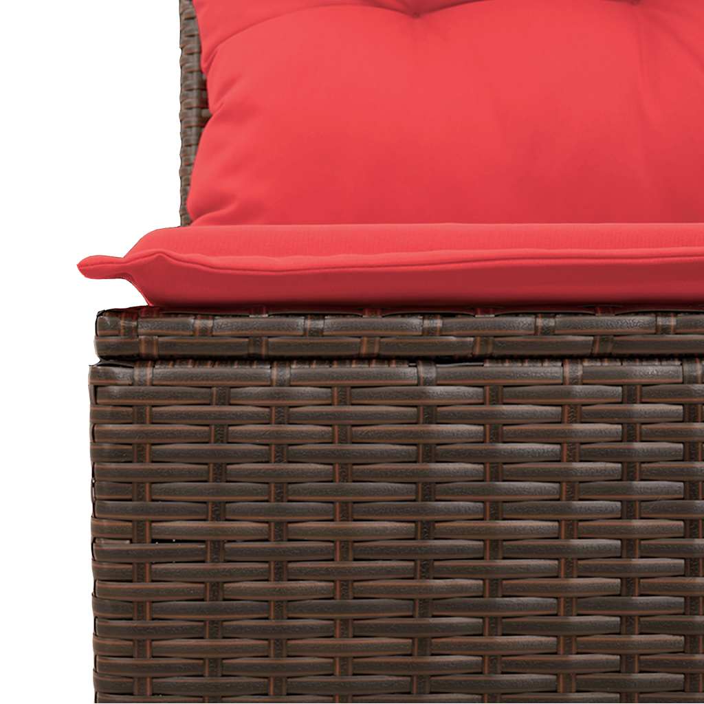 Set Divano da Giardino 6 pz con Cuscini Marrone in Polyrattan