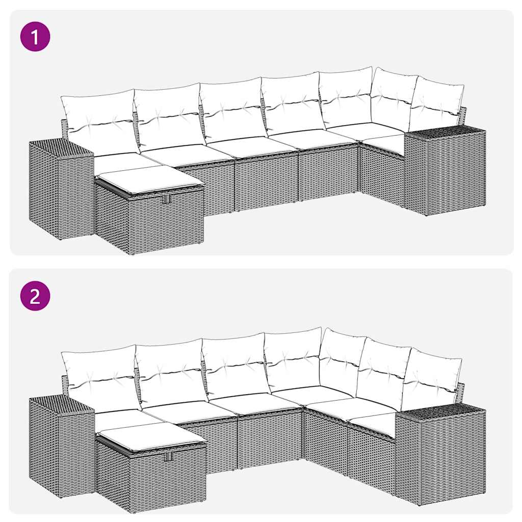 Set Divani da Giardino con Cuscini 7pz Nero Polyrattan | homemem39