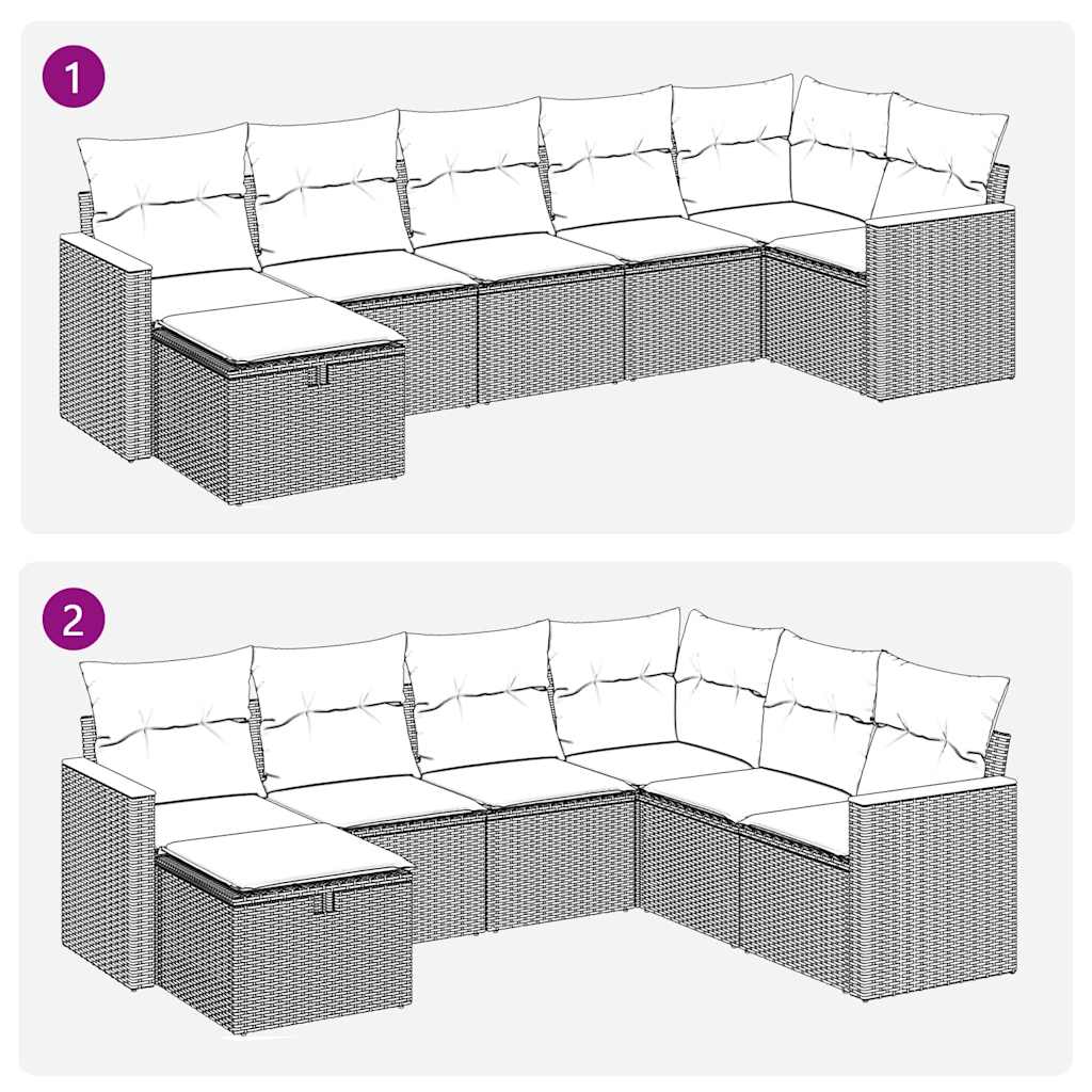 Set Divani da Giardino con Cuscini 7pz Nero Polyrattan | homemem39
