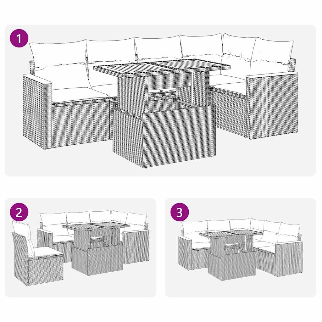 Set Divano da Giardino 6pz con Cuscini Grigio Polyrattan Acacia | homemem39