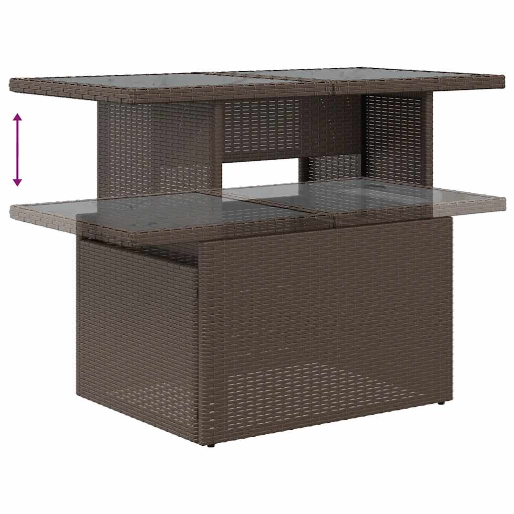 Set Divani Giardino 7 pz con Cuscini Marrone Polyrattan Acacia