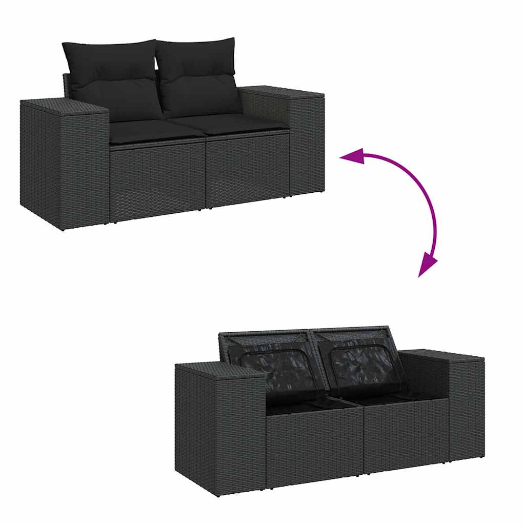 Set Divani da Giardino con Cuscini 8 pz Nero in Polyrattan | homemem39