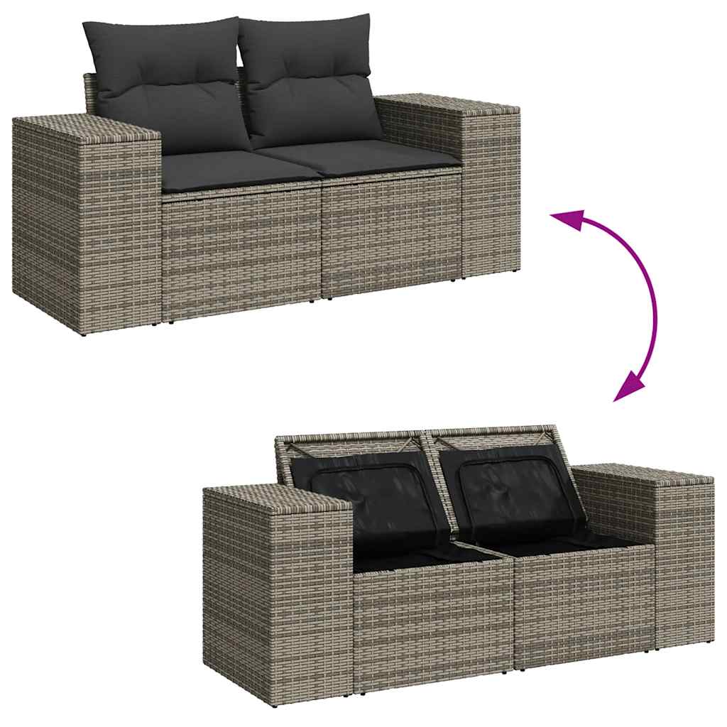 Set Divano da Giardino 8 pz con Cuscini Grigio in Polyrattan | homemem39