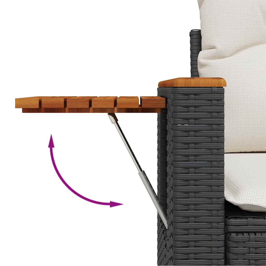 Set Divano da Giardino 6 pz con Cuscini Nero in Polyrattan | homemem39