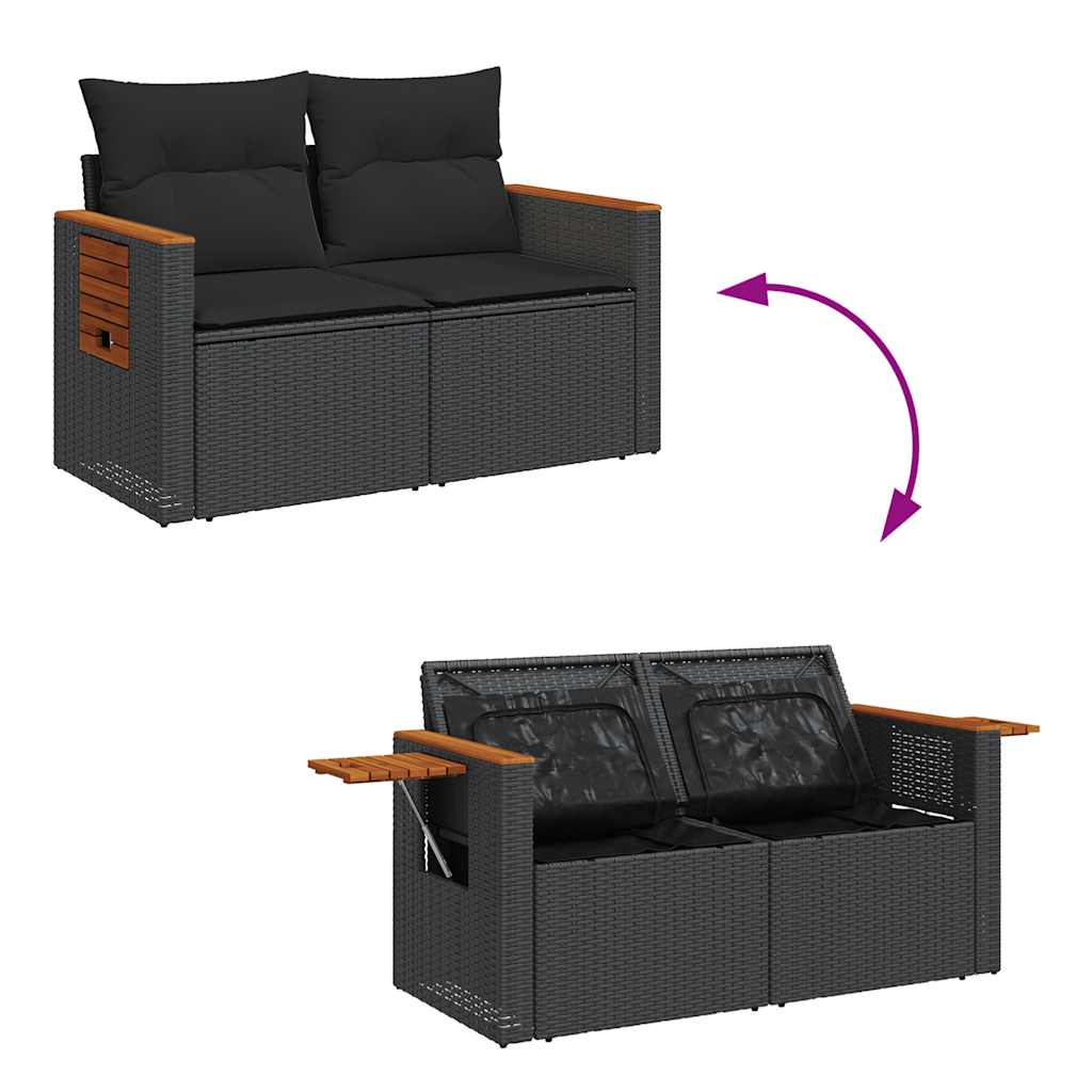 Set Divani da Giardino 5 pz con Cuscini in Polyrattan Nero | homemem39
