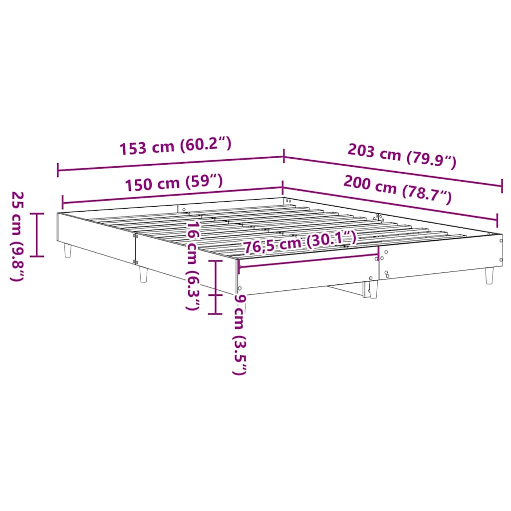 Giroletto senza Materasso Bianco 150x200cm in Legno Multistrato | homemem39