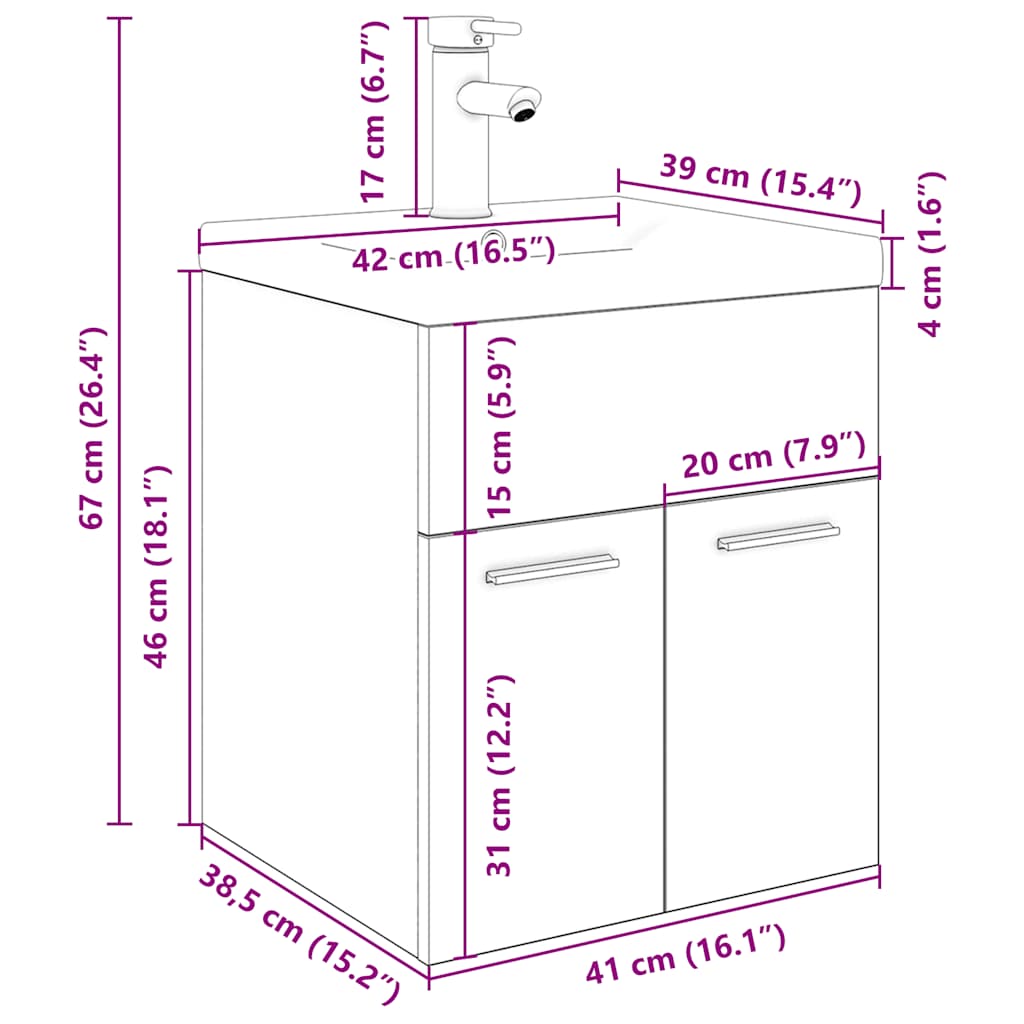 Mobile da Bagno con Lavabo Integrato e Rubinetto Legno Antico | homemem39