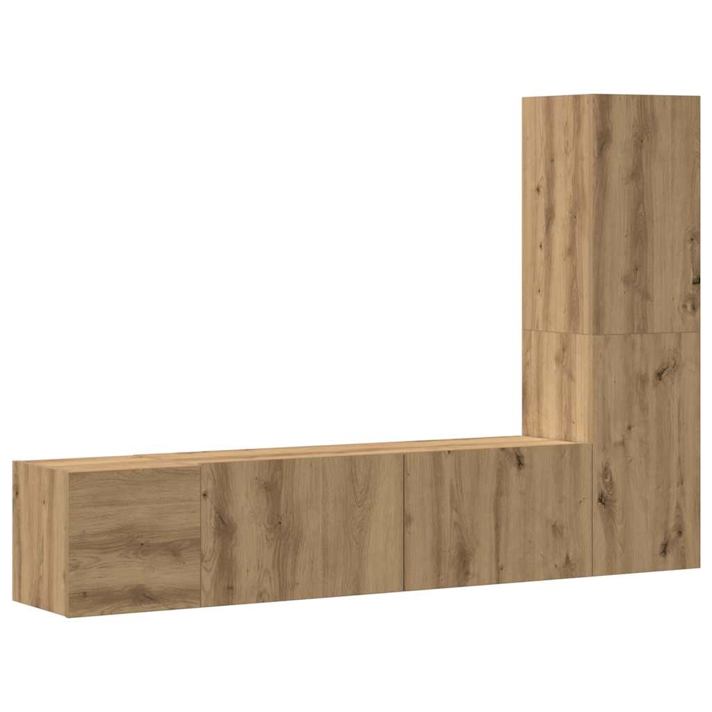 Mobili TV a Parete 3 pz Rovere Artigianale in Legno Multistrato - homemem39