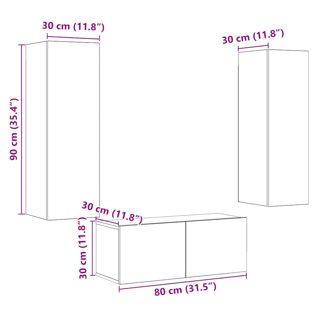 Mobili TV a Parete 6 pz Rovere Artigianale Legno Multistrato | homemem39