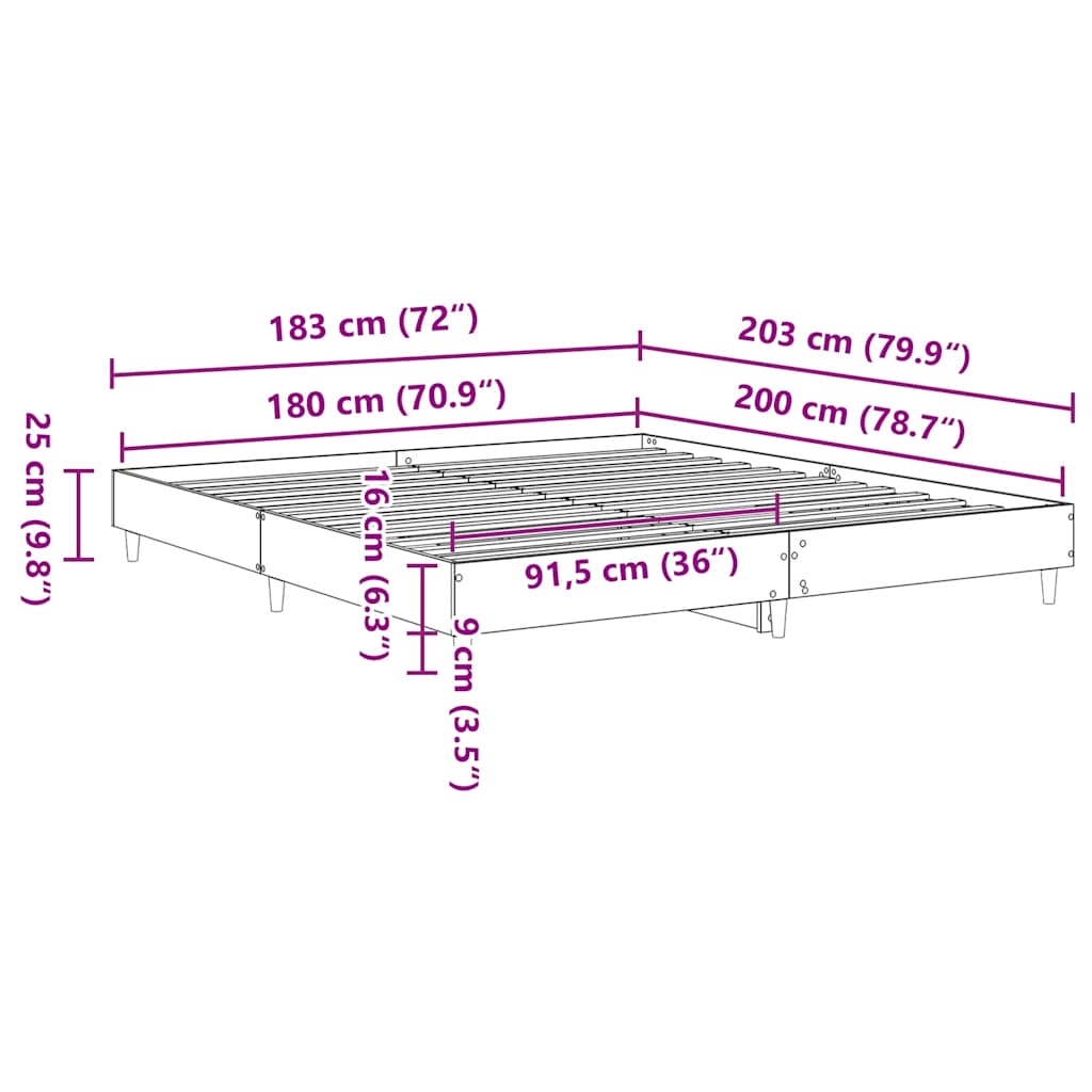 Giroletto senza Materasso Grigio Sonoma 180x200 cm Truciolato | homemem39