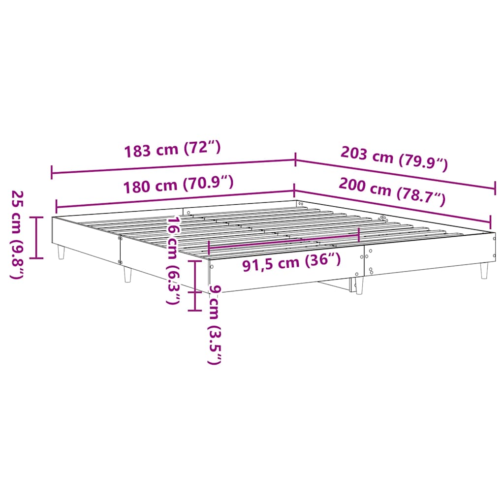 Giroletto senza Materasso Legno Antico 180x200 cm in Truciolato | homemem39