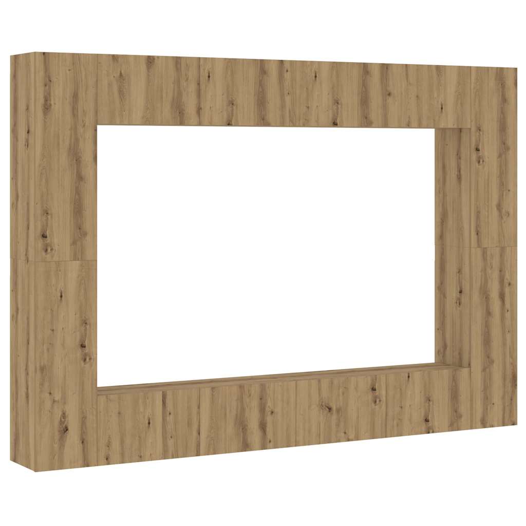 Set Mobile TV 8 pz Montato a Parete Rovere in Legno Multistrato - homemem39