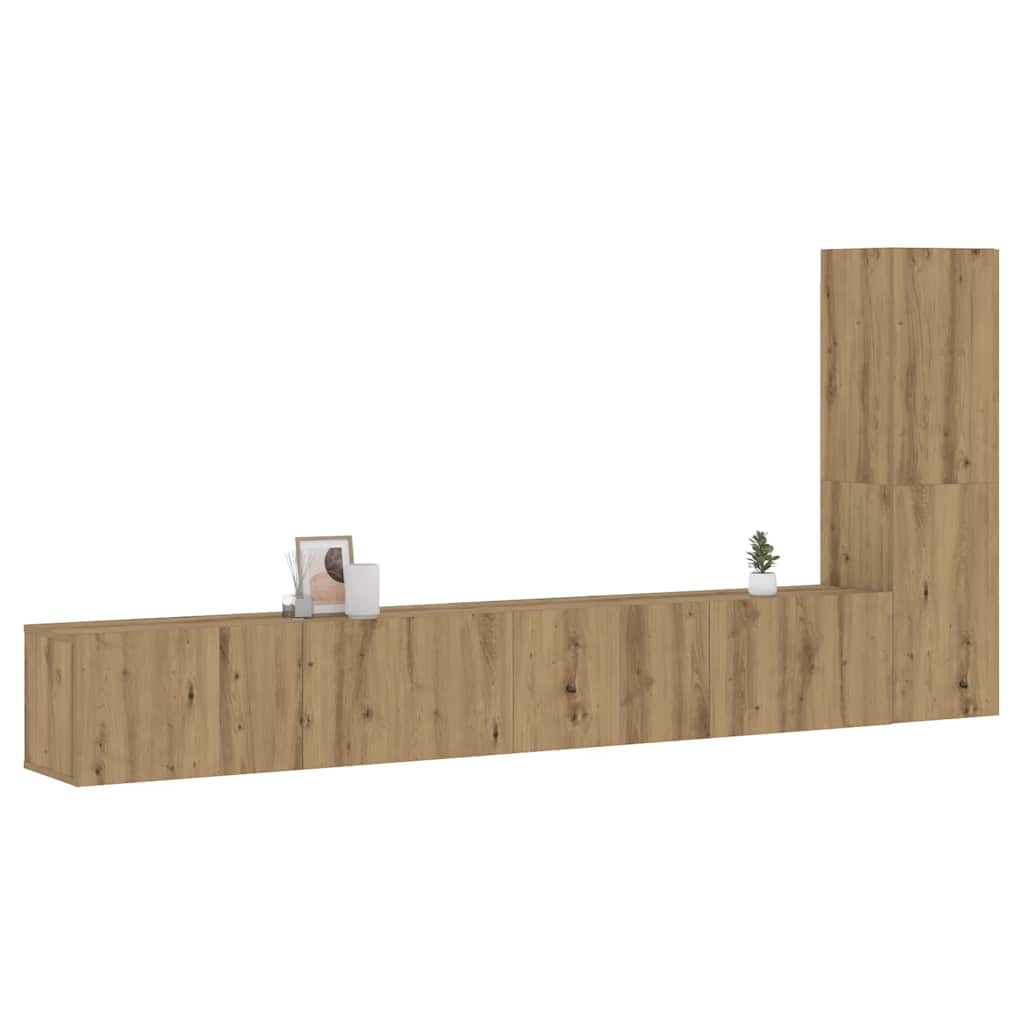Mobili TV a Parete 3 pz Rovere Artigianale in Legno Multistrato - homemem39