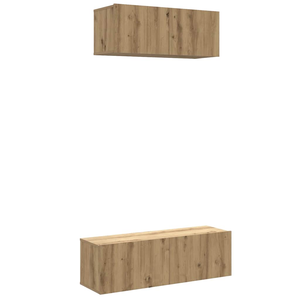 Set Mobile TV 2 pz Montato a Parete Rovere in Legno Multistrato - homemem39