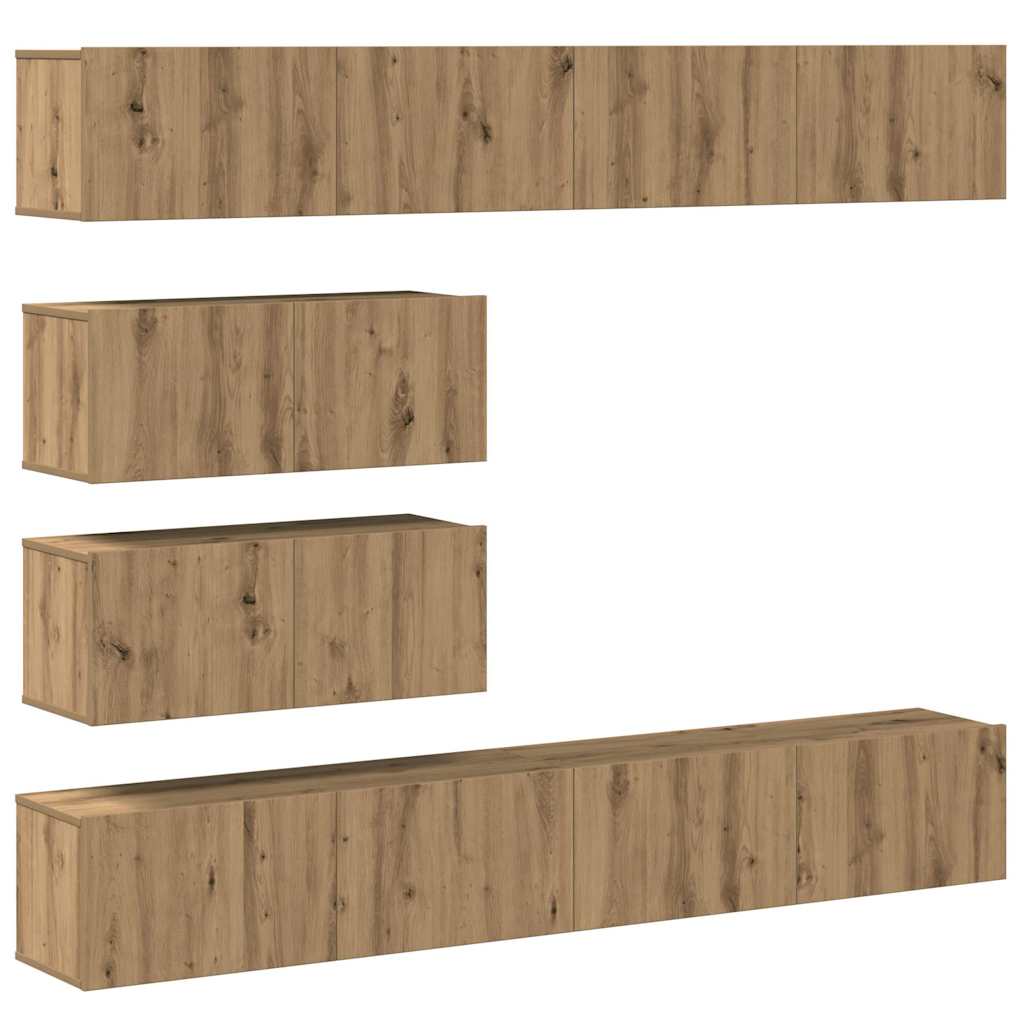 Set Mobile TV 6 pz Montato a Parete Rovere in Legno Multistrato - homemem39