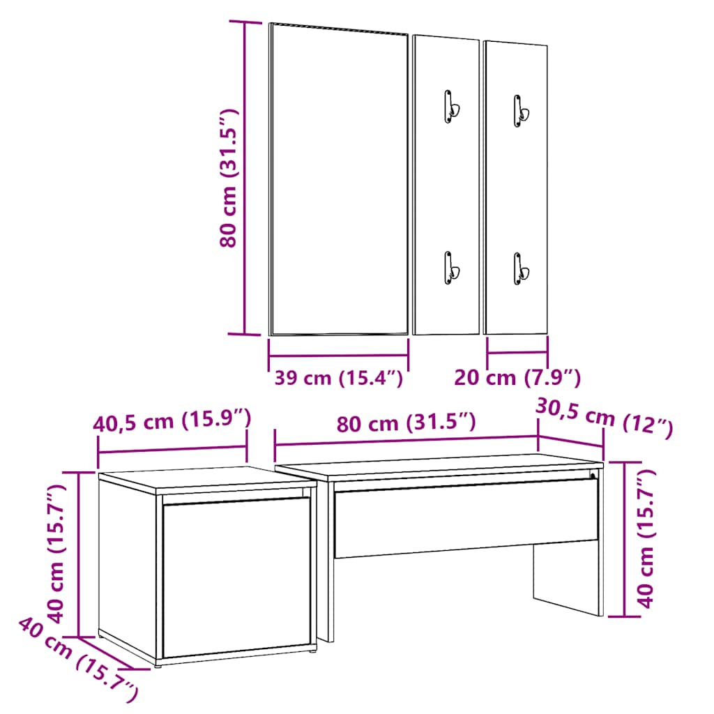 Set di Mobili da Corridoio Rovere Artigianale Legno Multistrato | homemem39