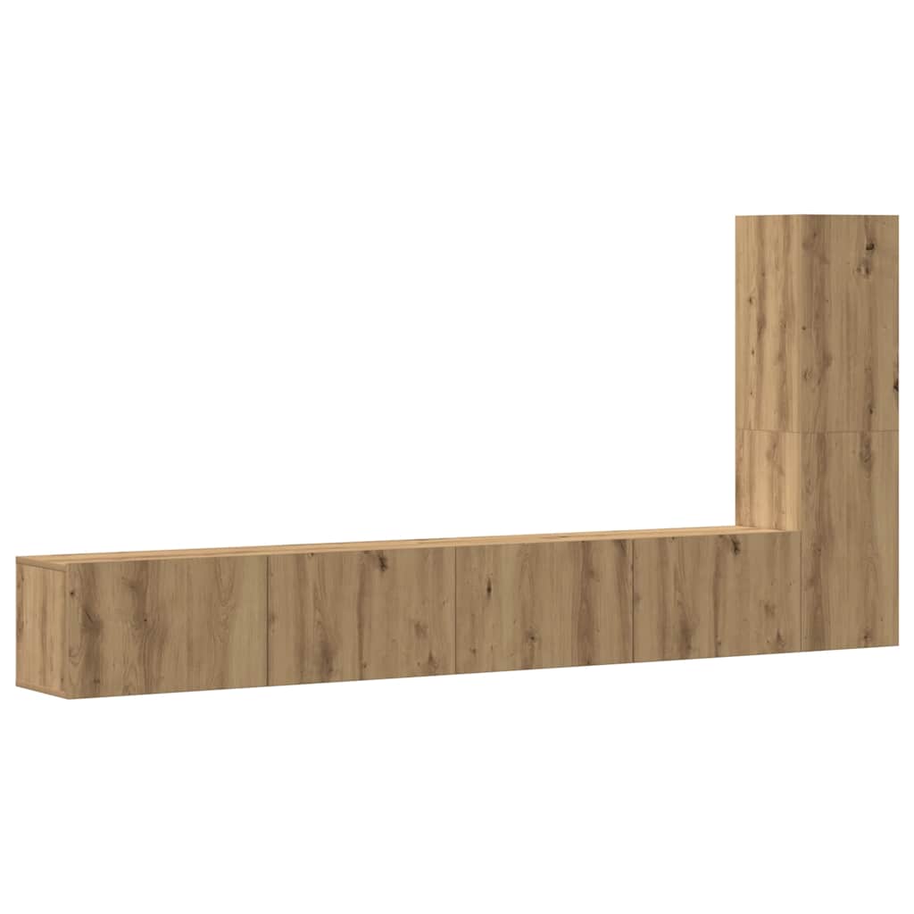 Set Mobile TV 3 pz Montato a Parete Rovere in Truciolato - homemem39