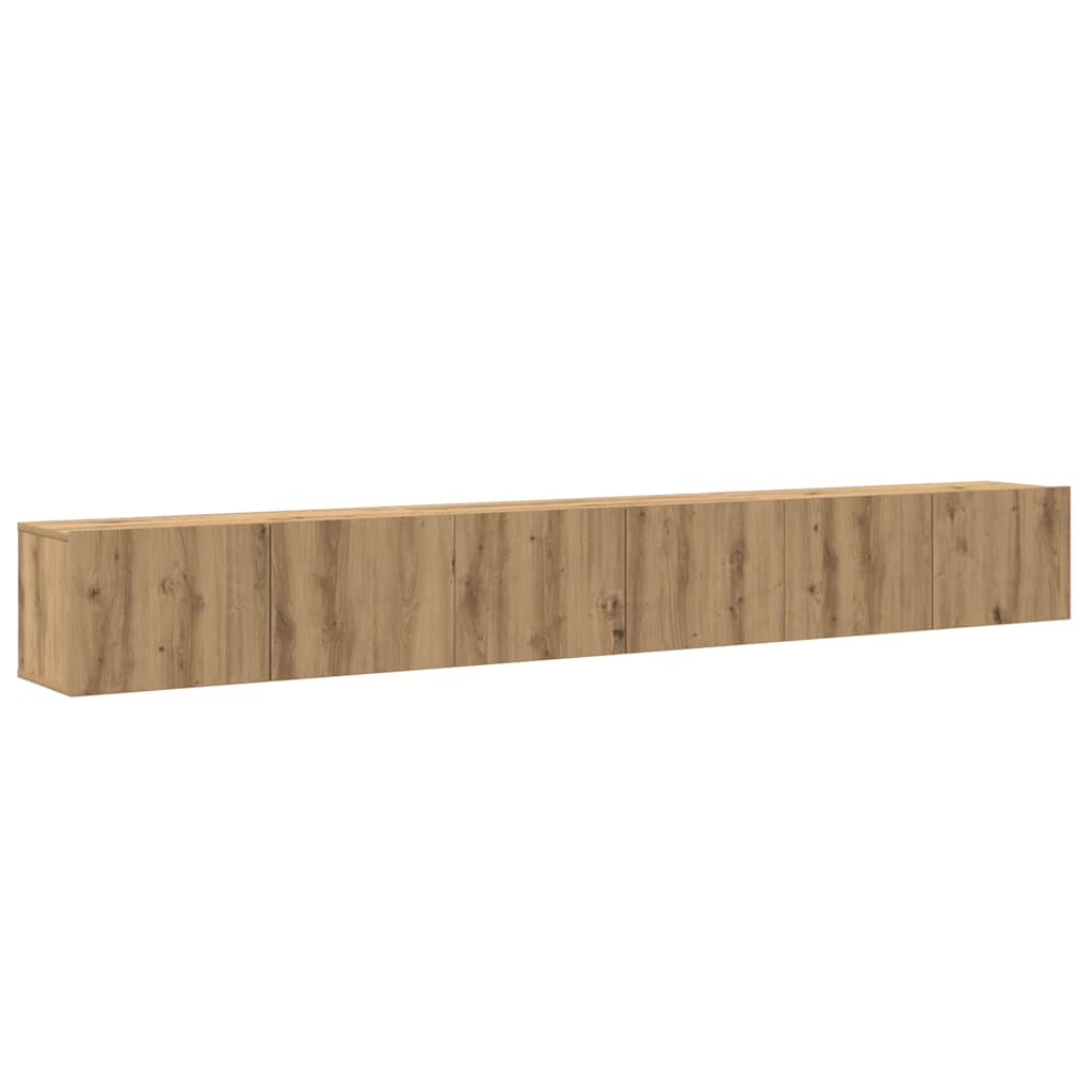 Set Mobile TV 3 pz Montato a Parete Rovere in Truciolato - homemem39