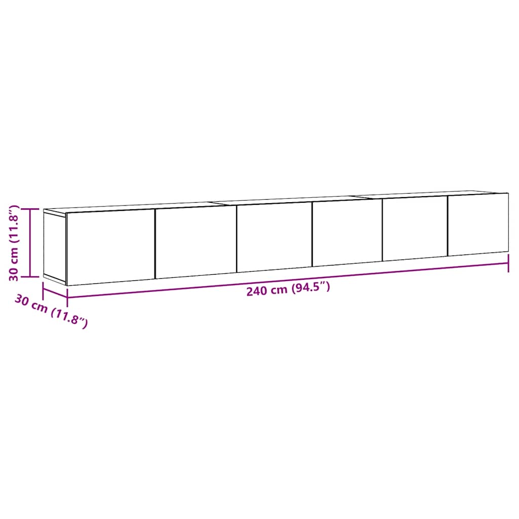 Set Mobile TV 3 pz Montato a Parete Rovere in Truciolato - homemem39