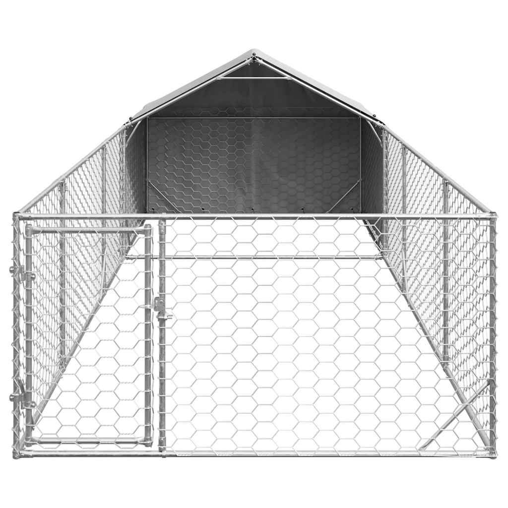 Cuccia per Cani da Esterno con Recinto 6x2x1,5m Acciaio Zincato - homemem39