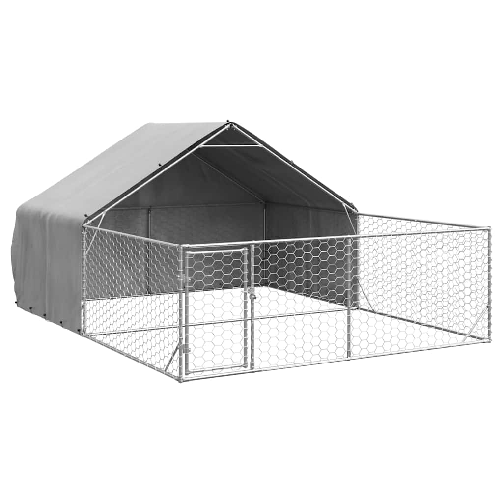 Cuccia per Cani da Esterno con Recinto 5x3x1,9m Acciaio Zincato - homemem39