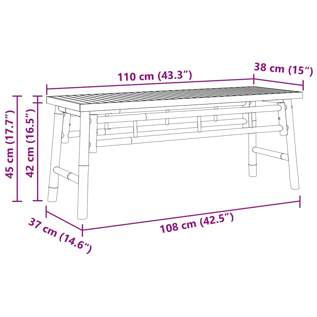 Panca Marrone 110 x 38 x 45 cm Bambù