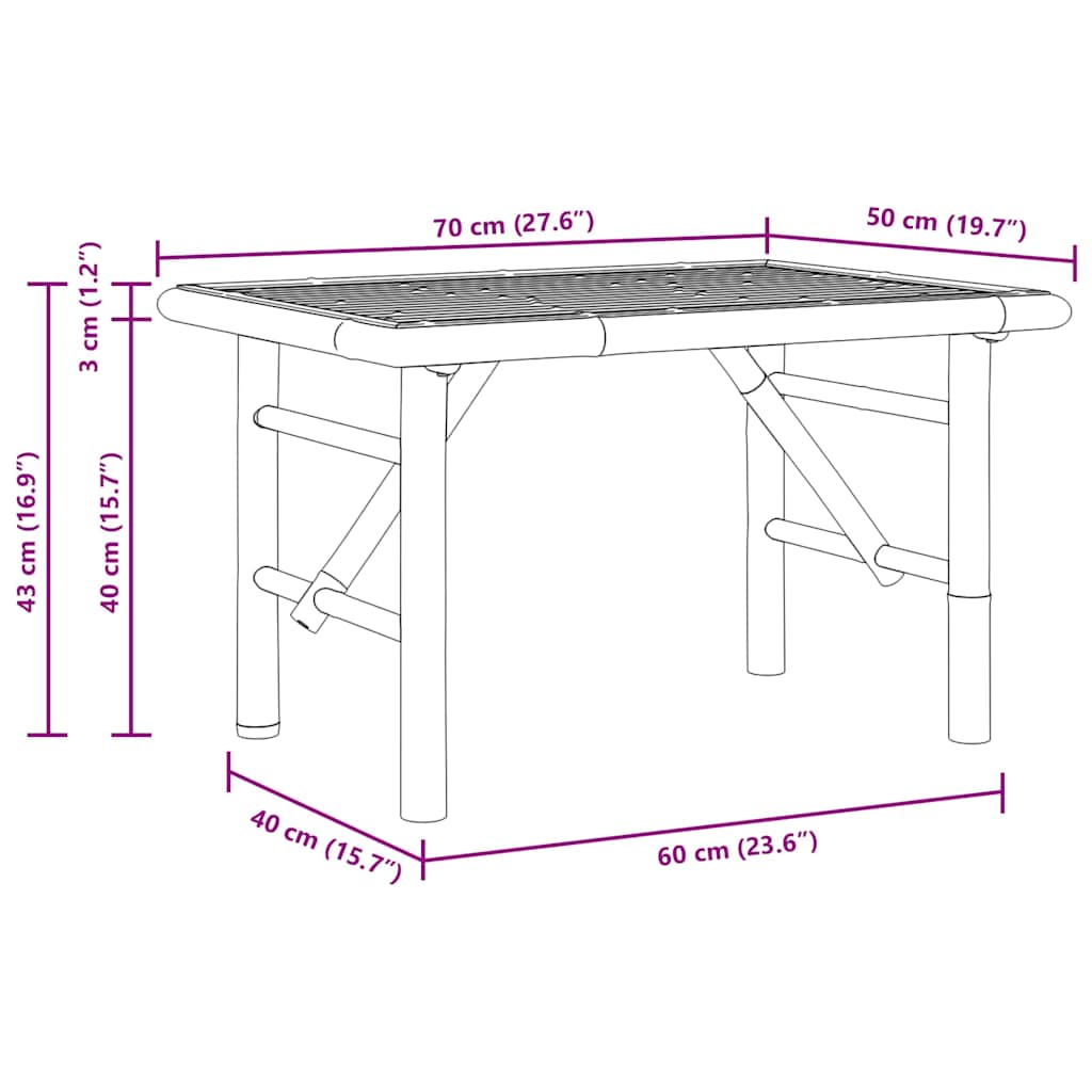 Tavolino da salotto Marrone 70 x 40 x 36 cm Bambù | homemem39