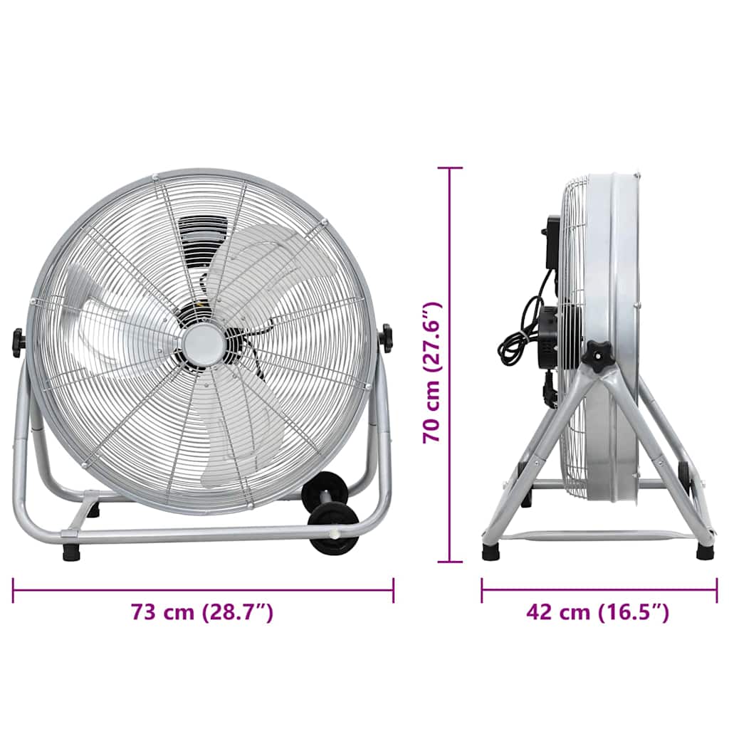 Ventilatore a tamburo con ruota 73 x 42 x 70 cm Alluminio