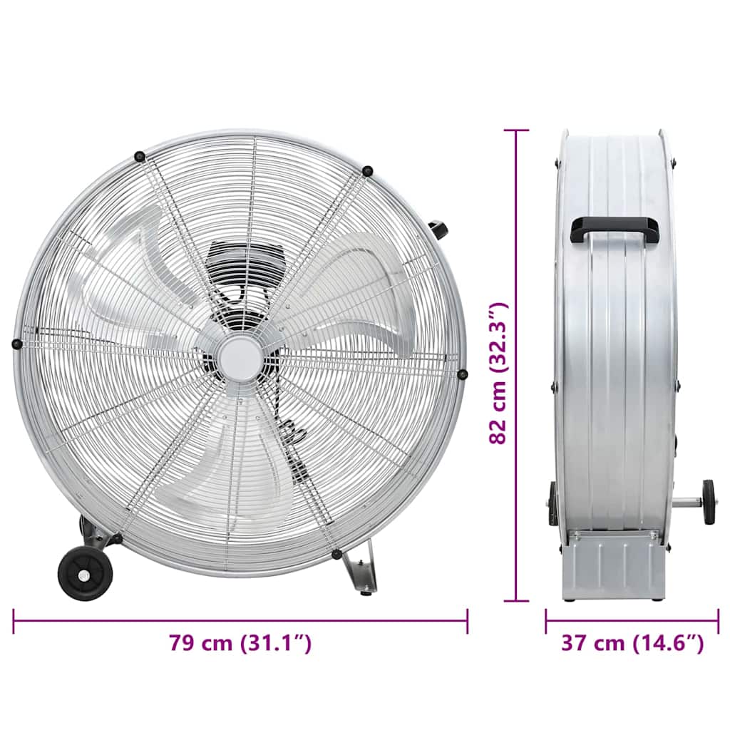 Ventilatore a tamburo con ruota 79 x 37 x 82 cm Alluminio